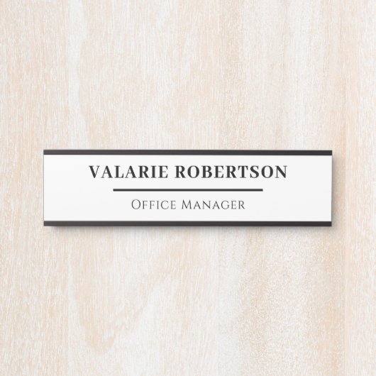 Classic Black and White Office  Desk Name Plate サインプレート (正面)