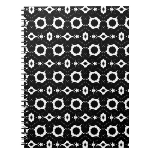 classic black and white pattern notebook ノートブック (正面)