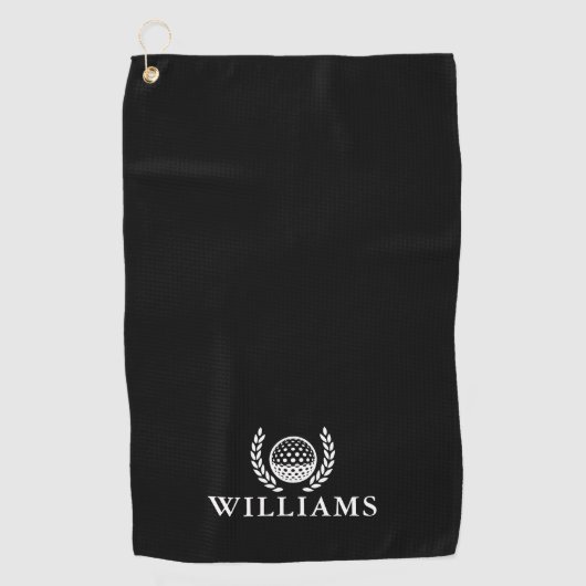 Classic Black And White Personalized Name Monogram ゴルフタオル (正面)