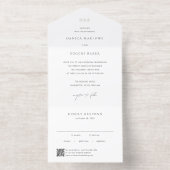 Classic Black and White QR Code Elegant Wedding オールインワン招待状 (内側)