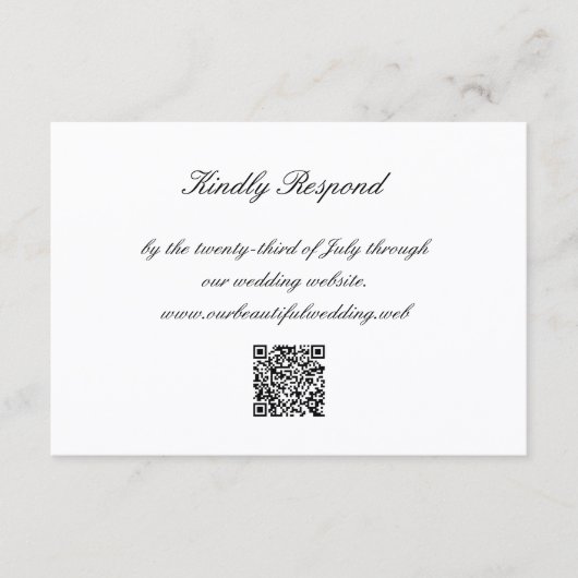 Classic Black and White QR Code Timeless Wedding 出欠カード (正面)