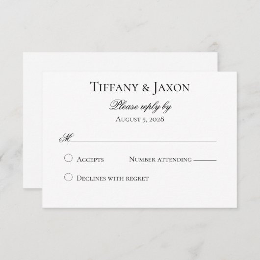 Classic Black and White RSVP Card (正面/裏面)