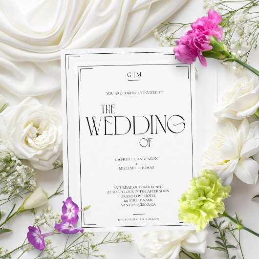 Classic Black and White Serif Wedding Invitation 招待状