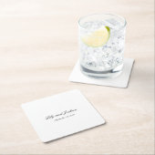 Classic Black and White Timeless Wedding スクエアペーパーコースター (インサイチュ)