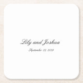 Classic Black and White Timeless Wedding スクエアペーパーコースター (正面)