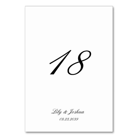 Classic Black and White Timeless Wedding テーブルナンバー (正面)