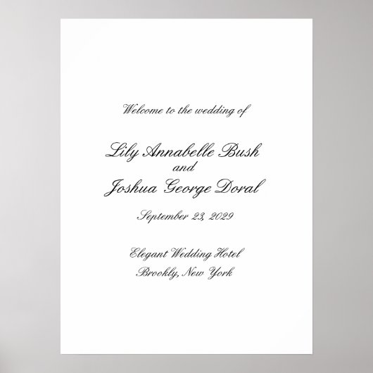 Classic Black and White Timeless Wedding ポスター (正面)