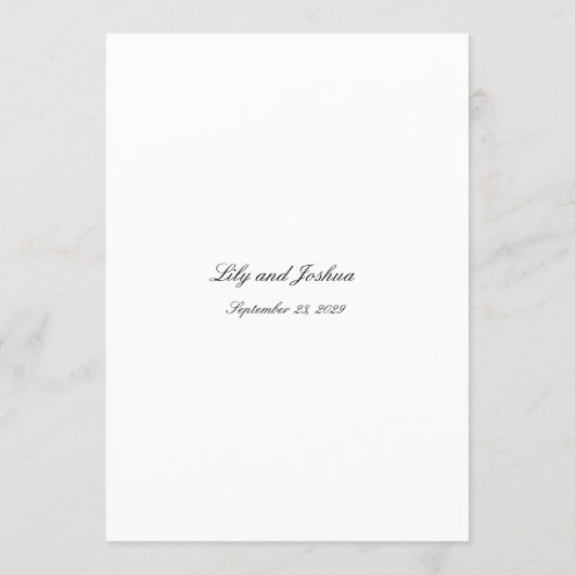 Classic Black and White Timeless Wedding メニュー (裏面)