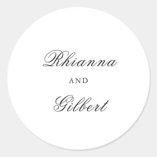 Classic Black and White Timeless Wedding ラウンドシール (正面)