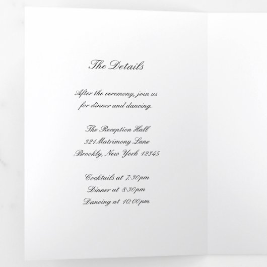 Classic Black and White Timeless Wedding 三つ折り招待状 (内部最初)