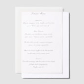 Classic Black and White Timeless Wedding Menu ベラム紙招待状 (オフセット)