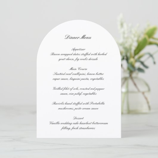 Classic Black and White Timeless Wedding Menu 招待状 (スタンド正面)