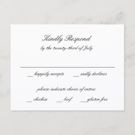 Classic Black and White Timeless Wedding RSVP ポストカード