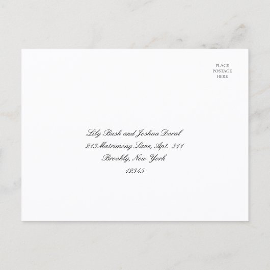 Classic Black and White Timeless Wedding RSVP ポストカード (裏面)