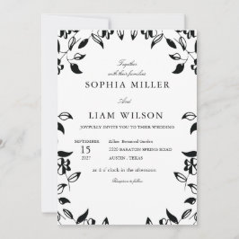 classic black and white wedding invite 招待状