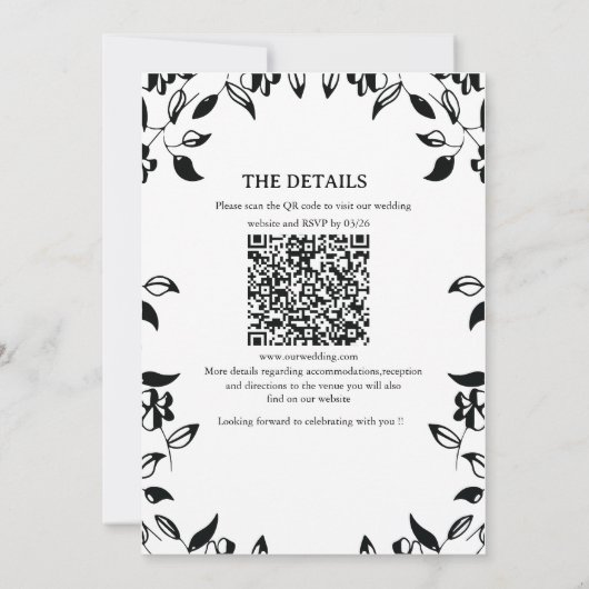 classic black and white wedding invite 招待状 (裏面)