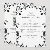 classic black and white wedding invite 招待状 (正面/裏面)