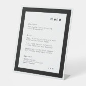 Classic black and white wedding menu Pedestal Sign 台座サイン (正面)