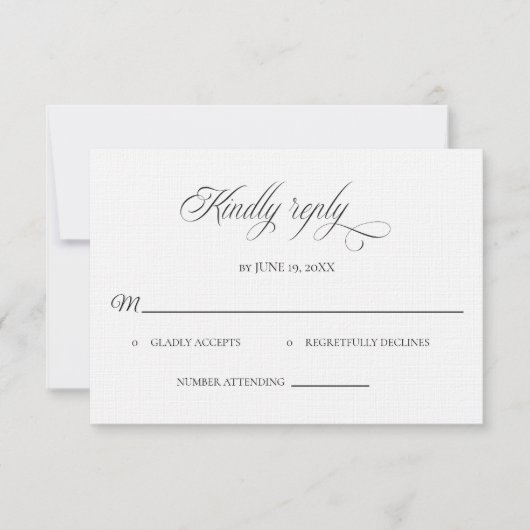 Classic Black and White Wedding RSVP card (正面)