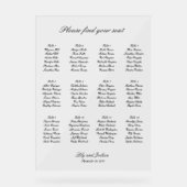 Classic Black and White Wedding Seating Chart アクリルサイン (正面)