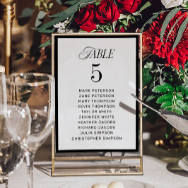 Classic Black and White Wedding Seating Chart テーブルナンバー