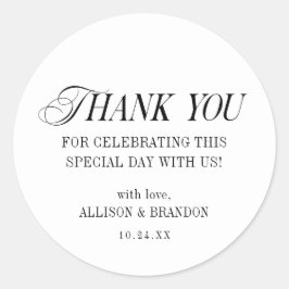 Classic Black and White Wedding Thank You ラウンドシール