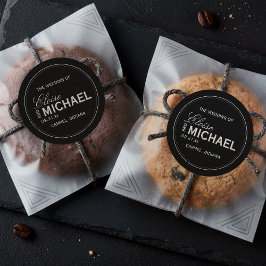 Classic Black Calligraphy Formal Wedding ラウンドシール