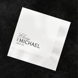 Classic Black Calligraphy Formal Wedding 縁ありカクテルナプキン