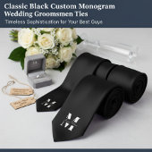 Classic Black | Custom Monogram Wedding Groomsmen  ネクタイ
