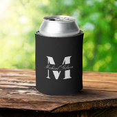 Classic Black | Custom Monogram Wedding Groomsmen  缶クーラー