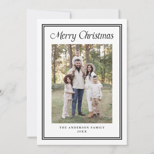 Classic Black Double Border Frame 2 Photo シーズンカード (正面)