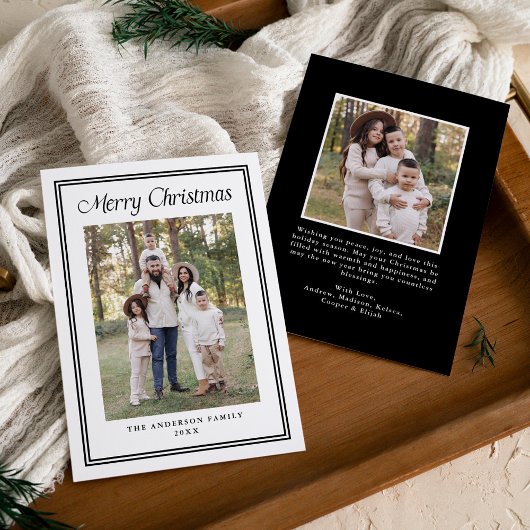 Classic Black Double Border Frame 2 Photo シーズンカード