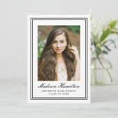 Classic Black Double Border Frame Photo Graduation 招待状 (スタンド正面)