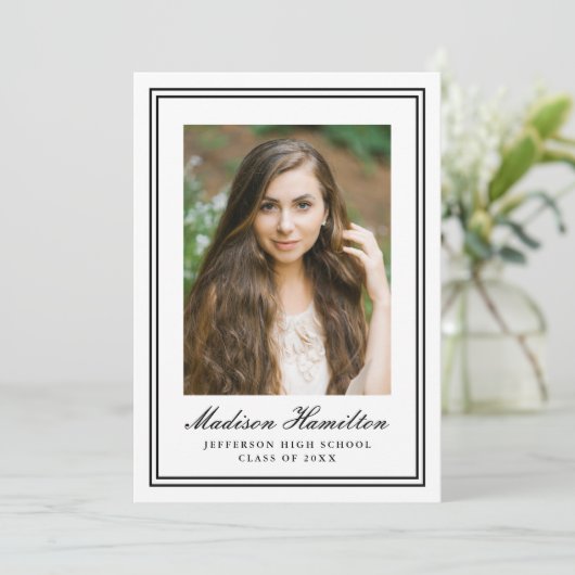 Classic Black Double Border Photo Graduation 案内状 (スタンド正面)