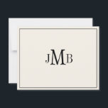 Classic Black & Ecru Monogrammed flat サンキューカード<br><div class="desc">Classic,  elegant,  professional Bold letters monogrammed flat thank you card. perfect for business correspondence.  
These are Flat note cards. If you want Folded cards go to the bottom of the page where it says "Transfer this design" and select Folded thank you card.</div>