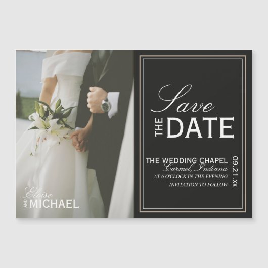 Classic Black Editorial Photo Save the Date (正面)
