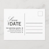 Classic Black Editorial Photo Save the Date 案内ポストカード (裏面)