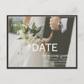 Classic Black Editorial Photo Save the Date 案内ポストカード (正面)
