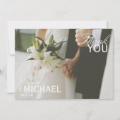 Classic Black Editorial Wedding Photo Thank You サンキューカード (正面)