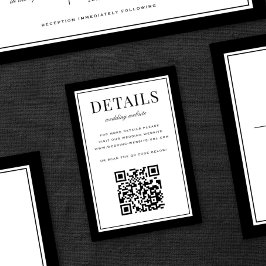 Classic Black Frame Wedding Details QR Code エンクロージャーカード