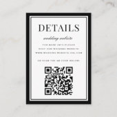 Classic Black Frame Wedding Details QR Code エンクロージャーカード (正面)