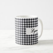 Classic Black Gingham Personalized Name  コーヒーマグカップ (正面右)