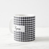 Classic Black Gingham Personalized Name  コーヒーマグカップ (正面左)