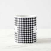 Classic Black Gingham Personalized Name  コーヒーマグカップ (中央)