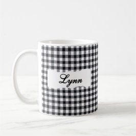Classic Black Gingham Personalized Name  コーヒーマグカップ