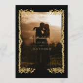 Classic Black Gold Frame⎮ Photo Wedding Invitation 招待状 (正面)