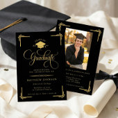 Classic Black Gold Graduation 招待状