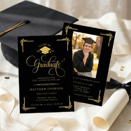 Classic Black Gold Graduation 招待状
