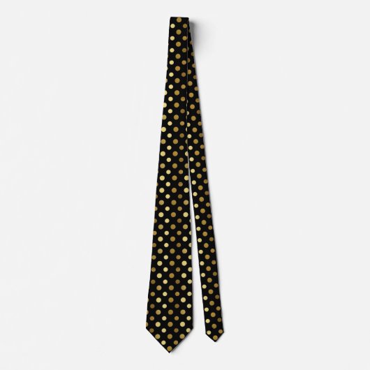 Classic Black & Gold Polka Dot ネクタイ (正面)
