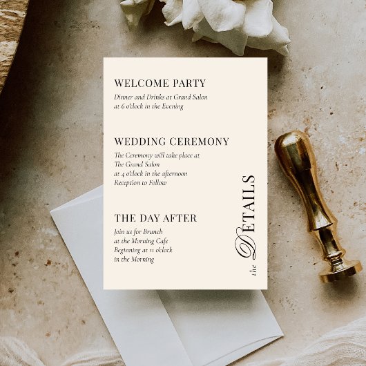 Classic Black & Ivory 3 Details Old Money Wedding エンクロージャーカード